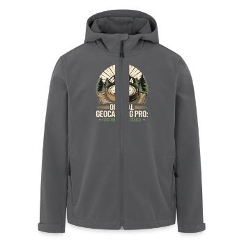 Official Geocaching Pro: Find me on the - Men’s Recycled Softshell Jacket by Stanley/Stella - black - Front - AI Model Male 185 light (185cm)