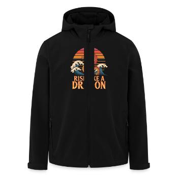 Rise like a dragon Sunset waves - Men’s Recycled Softshell Jacket by Stanley/Stella - black - Front - AI Model Male 185 light (185cm)