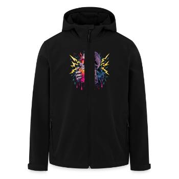 Schädel mit Flammendem Herz und Blitzen - Recycelte Männer Softshell-Jacke von Stanley/Stella - Schwarz - Vorne - AI Model Male 185 light (185cm)