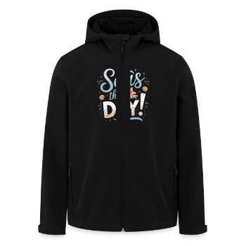 Seas The Day Maritimes Design mit Seestern und - Recycelte Männer Softshell-Jacke von Stanley/Stella - Schwarz - Vorne - AI Model Male 185 light (185cm)
