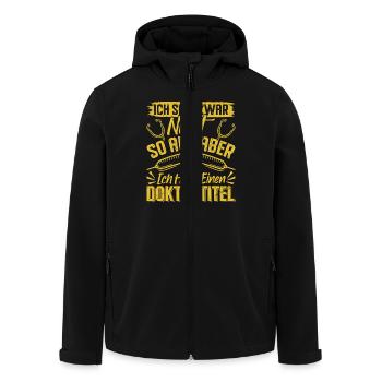 Doktortitel SEHE ZWAR NICHT SO AUS ABER HABE - Recycelte Männer Softshell-Jacke von Stanley/Stella - Schwarz - Vorne - AI Model Male 185 light (185cm)