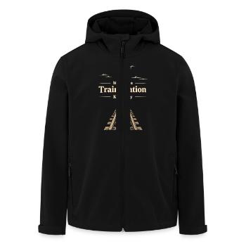 Trajet en train - aventure en locomotive - Veste softshell homme en polyester recyclé Stanley/Stella - noir - Devant - AI Model Male 185 light (185cm)