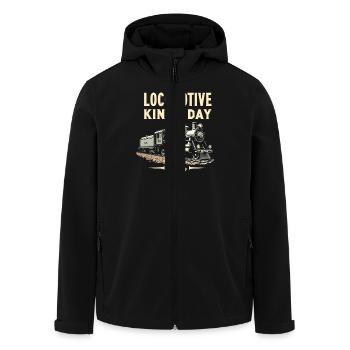 Trajet en train - aventure en locomotive - Veste softshell homme en polyester recyclé Stanley/Stella - noir - Devant - AI Model Male 185 light (185cm)