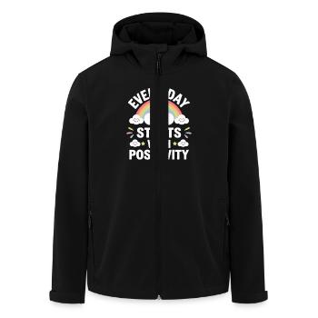 Chaque jour commence par un arc-en-ciel de positivité - Veste softshell homme en polyester recyclé Stanley/Stella - noir - Devant - AI Model Male 185 light (185cm)
