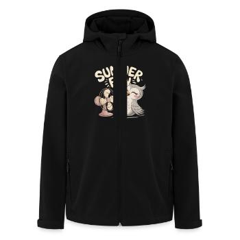 Summer Fun Owl with Fan - Men’s Recycled Softshell Jacket by Stanley/Stella - black - Front - AI Model Male 185 light (185cm)