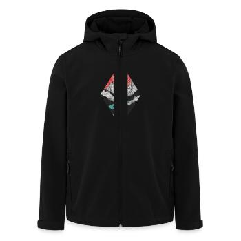 Abstract mountain landscape with sunrise - Men’s Recycled Softshell Jacket by Stanley/Stella - black - Front - AI Model Male 185 light (185cm)
