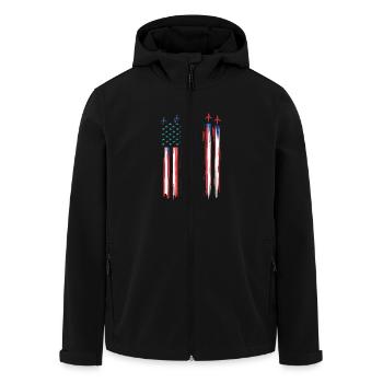 Drapeau patriotique des États-Unis avec motif d’avion - Veste softshell homme en polyester recyclé Stanley/Stella - noir - Devant - AI Model Male 185 light (185cm)