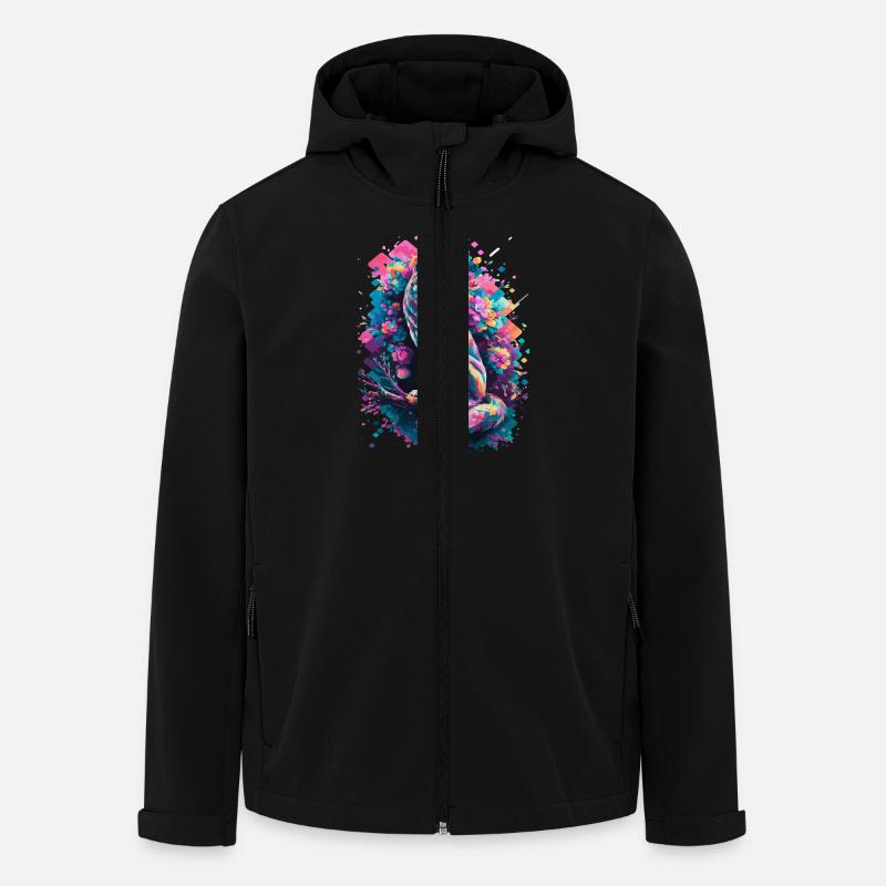 Farbiger Wolf Mit Blumen Und Geometrischen Formen - Recycelte Männer Softshell-Jacke von Stanley/Stella - Schwarz