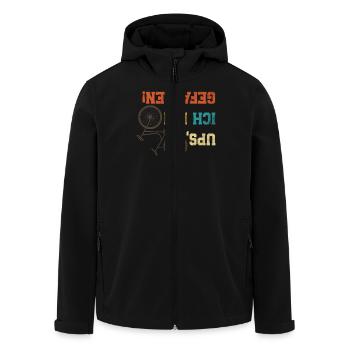 Radler UPS, ICH BIN GEFALLEN Radeln Lustiges - Recycelte Männer Softshell-Jacke von Stanley/Stella - Schwarz - Vorne - AI Model Male 185 light (185cm)
