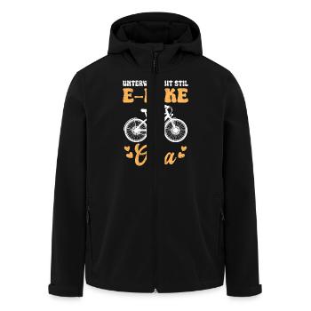 Omi UNTERWEGS MIT STIL E-BIKE OMA Lustiges - Recycelte Männer Softshell-Jacke von Stanley/Stella - Schwarz - Vorne - AI Model Male 185 light (185cm)