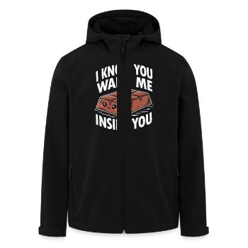 I Know You Want Me Inside You Chocolate Funny Cute - Men’s Recycled Softshell Jacket by Stanley/Stella - black - Front - AI Model Male 185 light (185cm)