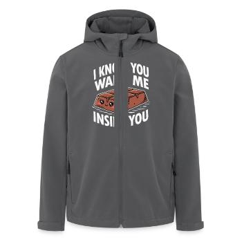 I Know You Want Me Inside You Chocolate Funny Cute - Men’s Recycled Softshell Jacket by Stanley/Stella - anthracite - Front - AI Model Male 185 light (185cm)