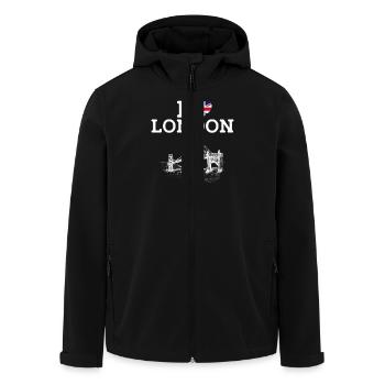 I Love London Golden Gate Bridge Heart Flag Pun - Men’s Recycled Softshell Jacket by Stanley/Stella - black - Front - AI Model Male 185 light (185cm)