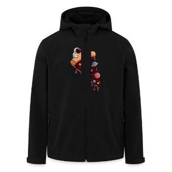 Astronaut and Galactic Pizza Adventure in the - Men’s Recycled Softshell Jacket by Stanley/Stella - black - Front - AI Model Male 185 light (185cm)