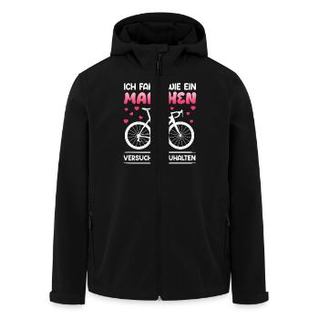 Radfahrerin FAHRE WIE EIN MÄDCHEN Lustiges - Recycelte Männer Softshell-Jacke von Stanley/Stella - Schwarz - Vorne - AI Model Male 185 light (185cm)