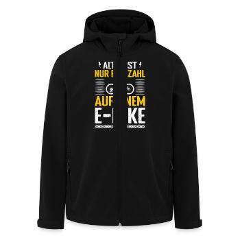 E-Bike ALTER IST NUR EINE ZAHL AUF EINEM E-BIKE - Recycelte Männer Softshell-Jacke von Stanley/Stella - Schwarz - Vorne - AI Model Male 185 light (185cm)