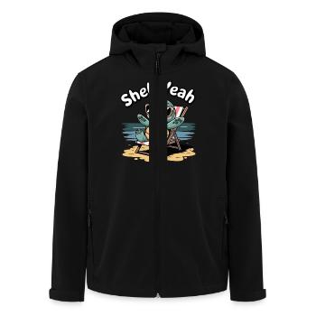 Shell Yeah Cute Turtle Lover Pun Funny Animal - Men’s Recycled Softshell Jacket by Stanley/Stella - black - Front - AI Model Male 185 light (185cm)