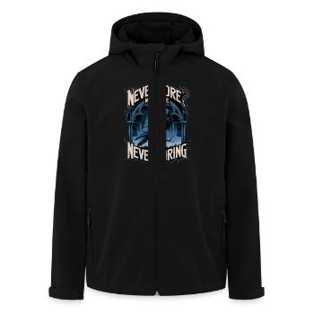 Nevermore? More Like Never Boring Krähe Motiv - Recycelte Männer Softshell-Jacke von Stanley/Stella - Schwarz - Vorne - AI Model Male 185 light (185cm)