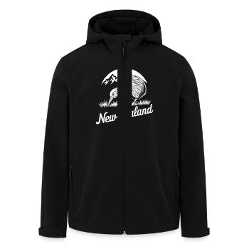 New Zealand Kiwi Mountains Nature Adventure Design - Men’s Recycled Softshell Jacket by Stanley/Stella - black - Front - AI Model Male 185 light (185cm)