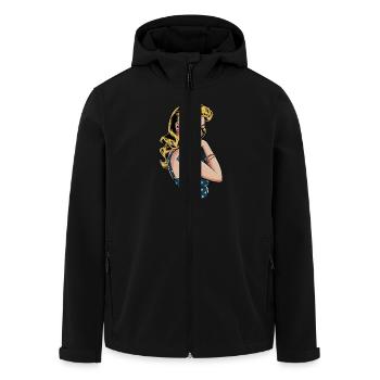 Vintage Americana Pin-Up with Flag Motif and - Men’s Recycled Softshell Jacket by Stanley/Stella - black - Front - AI Model Male 185 light (185cm)