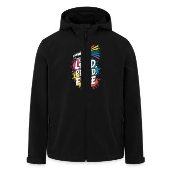 Fort, fier, gratuit Megafon Rainbow - Veste softshell homme en polyester recyclé Stanley/Stella - noir - Devant - AI Model Male 185 light (185cm)
