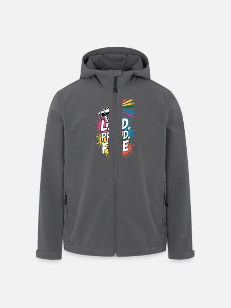Loud, Proud, Free Megafon Regenbogen - Recycelte Männer Softshell-Jacke von Stanley/Stella - Schwarz