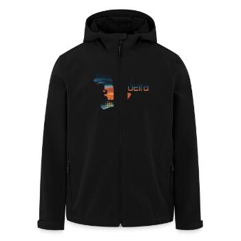 Madeira Island Silhouette with Sunset and - Men’s Recycled Softshell Jacket by Stanley/Stella - black - Front - AI Model Male 185 light (185cm)