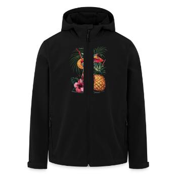 Tropical cocktail with pineapple and hibiscus - Men’s Recycled Softshell Jacket by Stanley/Stella - black - Front - AI Model Male 185 light (185cm)