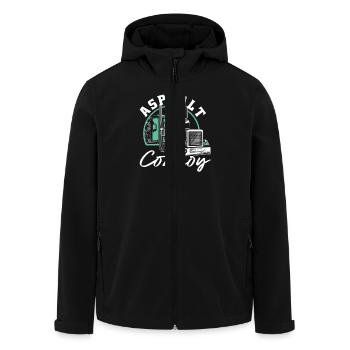 Asphalt Cowboy Trucker Motiv - Recycelte Männer Softshell-Jacke von Stanley/Stella - Schwarz - Vorne - AI Model Male 185 light (185cm)