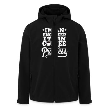 Engineer I Turn Coffee Into Progress Engineering - Men’s Recycled Softshell Jacket by Stanley/Stella - black - Front - AI Model Male 185 light (185cm)