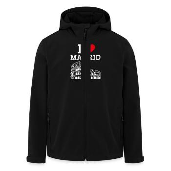 Ich liebe Madrid Cool Heart Flagge Kolosseum Liebhaber Wortspiel - Recycelte Männer Softshell-Jacke von Stanley/Stella - Schwarz - Vorne - AI Model Male 185 light (185cm)