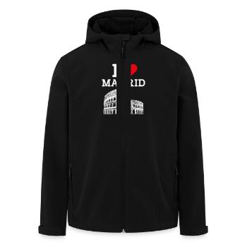 J’aime Madrid Espagne Lover Cool Heart Colisée Jeu de mots - Veste softshell homme en polyester recyclé Stanley/Stella - noir - Devant - AI Model Male 185 light (185cm)