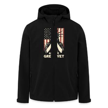 Are We Great Yet Statue of Liberty  America USA - Men’s Recycled Softshell Jacket by Stanley/Stella - black - Front - AI Model Male 185 light (185cm)
