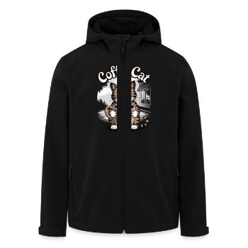 Coffee Cat - Recycelte Männer Softshell-Jacke von Stanley/Stella - Schwarz - Vorne - AI Model Male 185 light (185cm)
