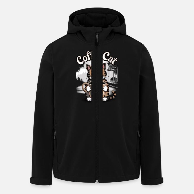 Coffee Cat - Men’s Recycled Softshell Jacket by Stanley/Stella - black