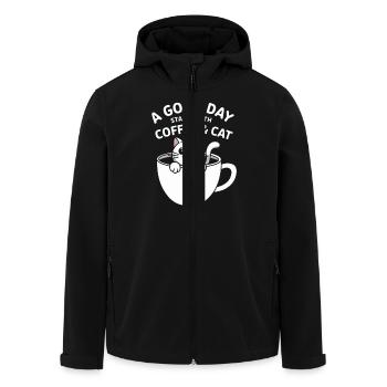Kitten morning coffee and cat - Men’s Recycled Softshell Jacket by Stanley/Stella - black - Front - AI Model Male 185 light (185cm)