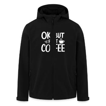 Coffee Lover Saying Coffee Humor - Men’s Recycled Softshell Jacket by Stanley/Stella - black - Front - AI Model Male 185 light (185cm)