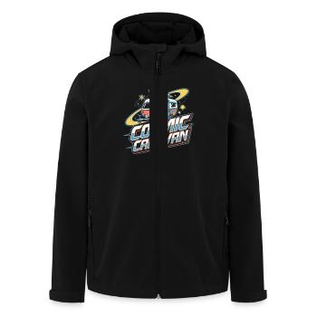 Cosmic Caravan Abenteuer im Weltraum für Entdecker - Recycelte Männer Softshell-Jacke von Stanley/Stella - Schwarz - Vorne - AI Model Male 185 light (185cm)