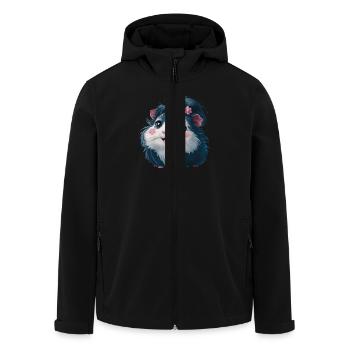 Cute guinea pig with flower in her hair for - Men’s Recycled Softshell Jacket by Stanley/Stella - black - Front - AI Model Male 185 light (185cm)