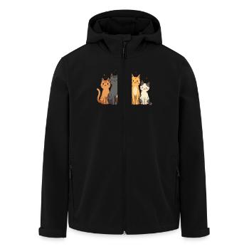 Dessin animé mignon chat groupe Illustration - Veste softshell homme en polyester recyclé Stanley/Stella - noir - Devant - AI Model Male 185 light (185cm)