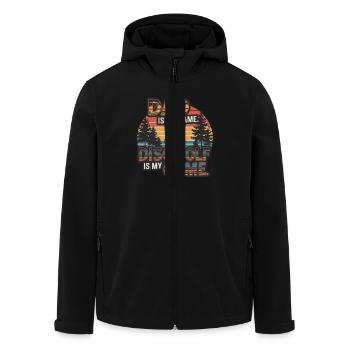 Papa est mon nom Le disc golf est mon jeu rétro - Veste softshell homme en polyester recyclé Stanley/Stella - noir - Devant - AI Model Male 185 light (185cm)