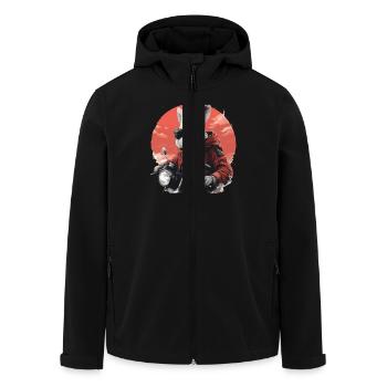 Lustiger Hase, Osterhase auf Motorrad - Recycelte Männer Softshell-Jacke von Stanley/Stella - Schwarz - Vorne - AI Model Male 185 light (185cm)