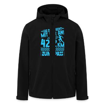 Läufer LEG DICH NICHT MIT MIR AN LAUFE ZUM SPAß - Recycelte Männer Softshell-Jacke von Stanley/Stella - Schwarz - Vorne - AI Model Male 185 light (185cm)