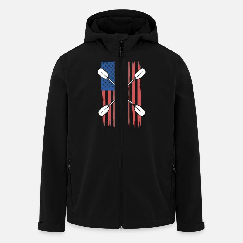 Adventurous kayaking with American - Men’s Recycled Softshell Jacket by Stanley/Stella - black
