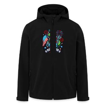 Dino 4. Juli Patriotischer T-Rex USA Flagge - Recycelte Männer Softshell-Jacke von Stanley/Stella - Schwarz - Vorne - AI Model Male 185 light (185cm)