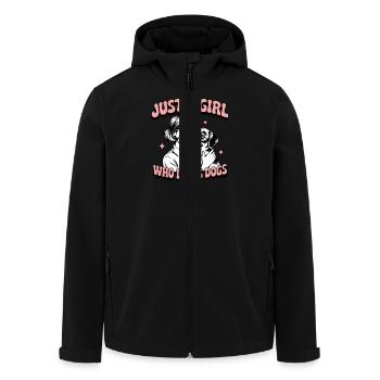 Just a girl who loves dogs – Retro 1960s Pop-Art - Recycelte Männer Softshell-Jacke von Stanley/Stella - Schwarz - Vorne - AI Model Male 185 light (185cm)