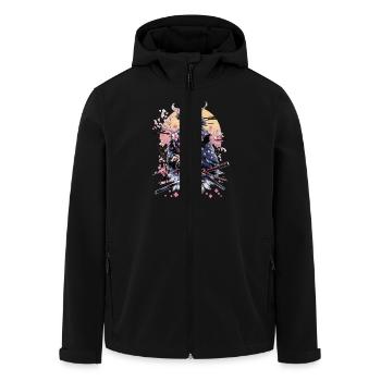 Majestic Samurai Eagle with Cherry Blossoms and - Men’s Recycled Softshell Jacket by Stanley/Stella - black - Front - AI Model Male 185 light (185cm)