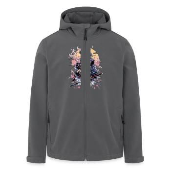 Majestueux aigle samouraï avec fleurs de cerisier et - Veste softshell homme en polyester recyclé Stanley/Stella - charbon - Devant - AI Model Male 185 light (185cm)