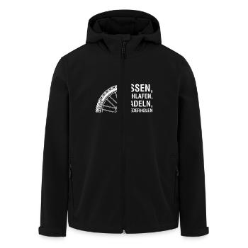 Radfahrer ESSEN SCHLAFEN RADELN WIEDERHOLEN Lustig - Recycelte Männer Softshell-Jacke von Stanley/Stella - Schwarz - Vorne - AI Model Male 185 light (185cm)
