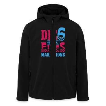 Läufer DIE 6 STUFEN EINES MARATHONS Laufen Lustig - Recycelte Männer Softshell-Jacke von Stanley/Stella - Schwarz - Vorne - AI Model Male 185 light (185cm)